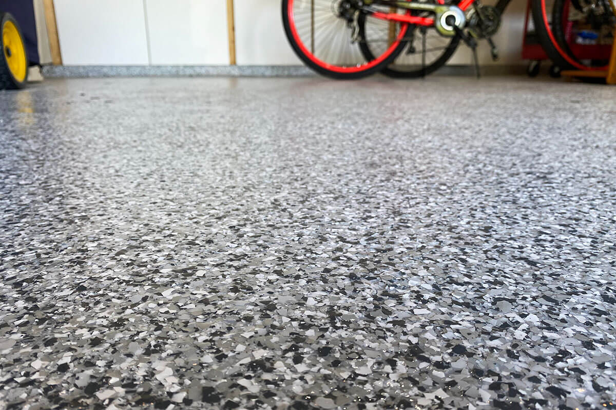 Garage floor coated in Domino